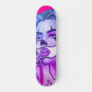 Cute Girly Clown Makeup Pink Skateboard