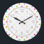 Cute Girly Colorful Polka Dots Large Clock<br><div class="desc">Cute Girly Trendy Chic Modern Bright Multi-Color Polka Dot Pattern on a White Background</div>