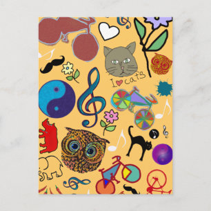 cute girly colour pattern postcard