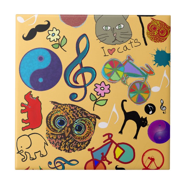 cute girly colour pattern tile (Front)