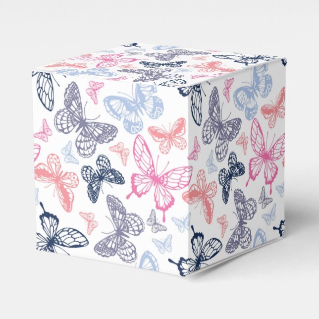Cute Girly Colourful Butterfly Illustration Patter Favor Box (Front Side)