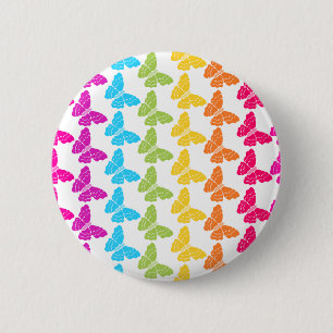 Cute Girly Colourful Rainbow Butterfly Pattern  2 Inch Round Button