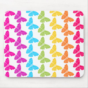 Cute Girly Colourful Rainbow Butterfly Pattern  Mouse Pad