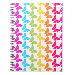 Cute Girly Colourful Rainbow Butterfly Pattern  Notebook