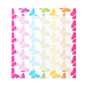 Cute Girly Colourful Rainbow Butterfly Pattern  Notepad