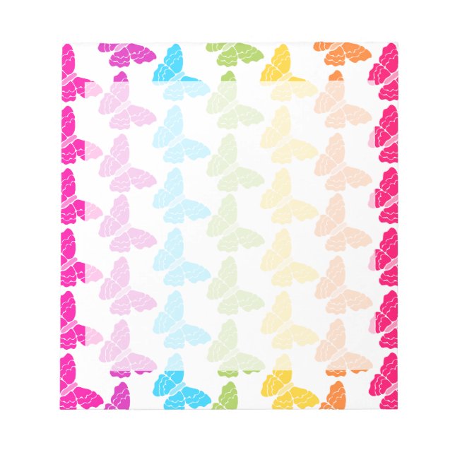 Cute Girly Colourful Rainbow Butterfly Pattern  Notepad (Front)