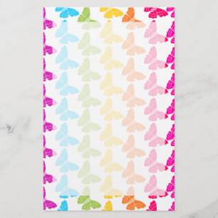 Cute Girly Colourful Rainbow Butterfly Pattern  Stationery