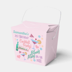 Cute Girly Custom 21st Birthday Cocktails Favor Box