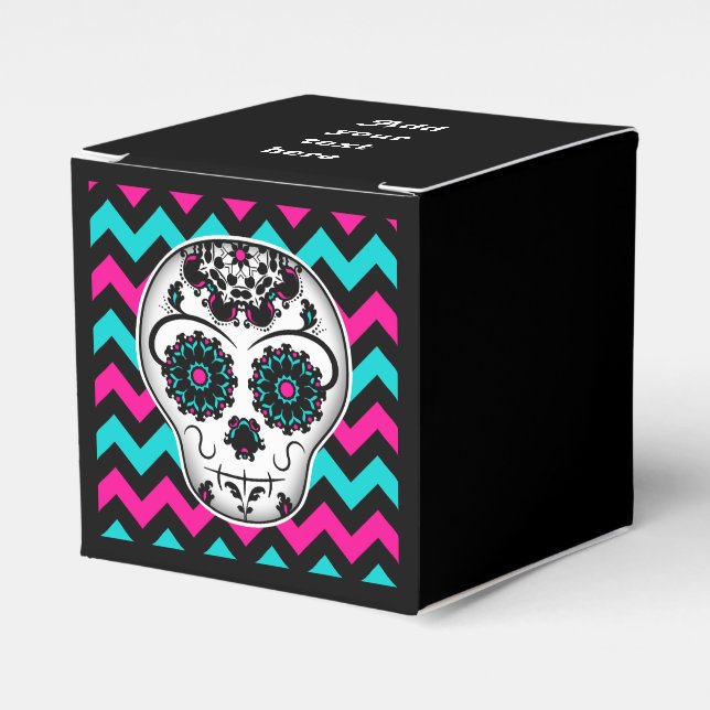 Cute girly day of the dead sugar skull favour favor box (Front Side)