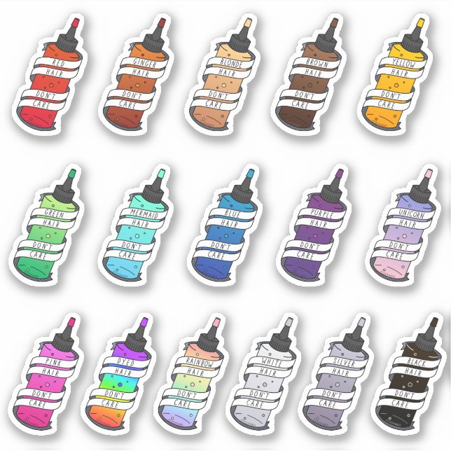 Cute Girly Dyed Hair Bottle Illustration Set (Front)