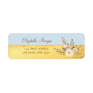 Cute Girly Elegant ,Gold,Flower Address Label
