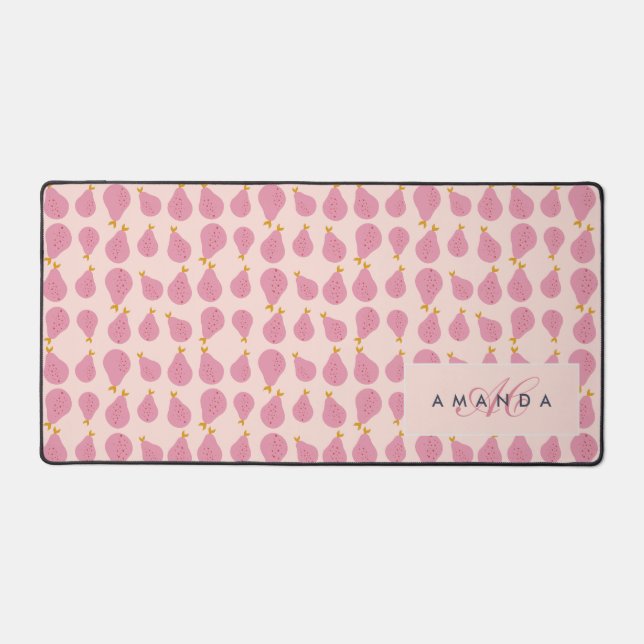 Cute Girly Feminine Pear Monogramme Cadeaux Initia (Recto)