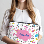 Cute Girly First Name Trendy Illustration Pattern  Laptop Sleeve<br><div class="desc">Cute Girly First Name Trendy Illustration Pattern Sleeve. Protect your laptop in style with our personalized laptop sleeve featuring a whimsical design of unicorns and rainbows. This vibrant and fun sleeve not only keeps your device safe from scratches and bumps but also adds a touch of magic to your everyday...</div>