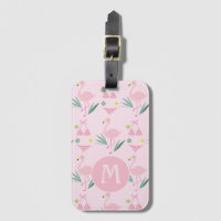 Cute Girly Flamingo and Bikini Pink Monogram