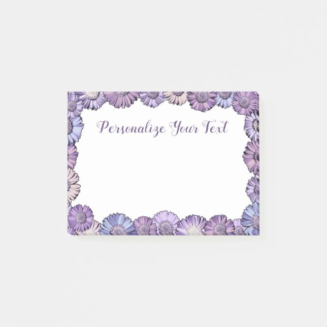  Cute Girly Floral Border Pastel Boho Custom Daisy Post-it Notes (Front)