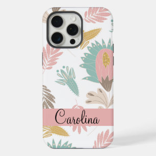 cute girly floral botanical monogrammed pattern iPhone 15 pro max case