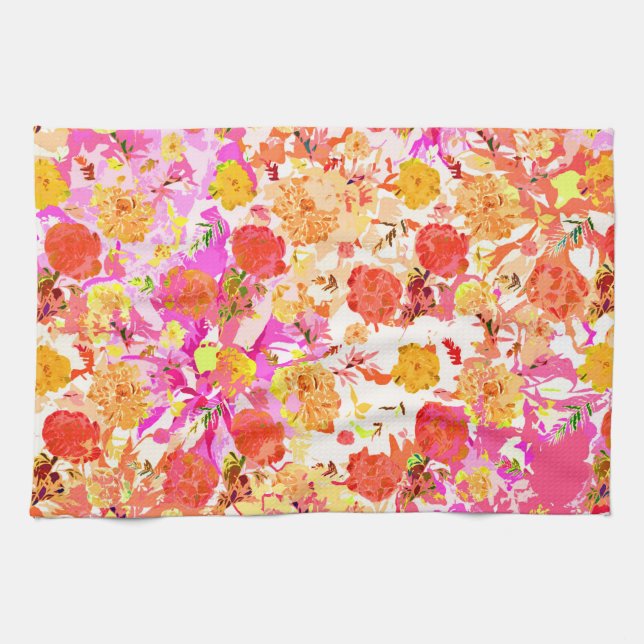 Cute girly flowers pattern kitchen towel (Horizontal)