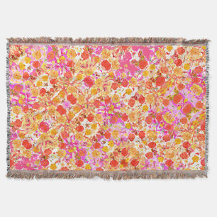Cute girly flowers pattern throw blanket