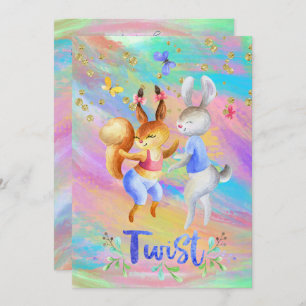 Cute Girly Forest Animals Ballroom Dancing Invitation