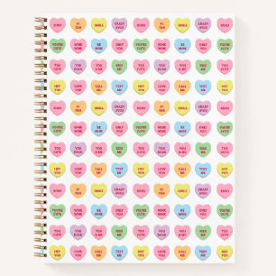 Cute girly fun custom conversation candy hearts notebook