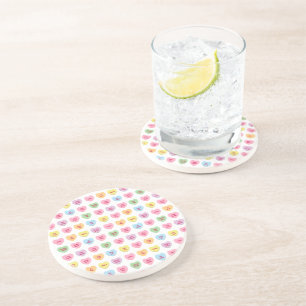 Cute girly fun custom conversation hearts pattern coaster