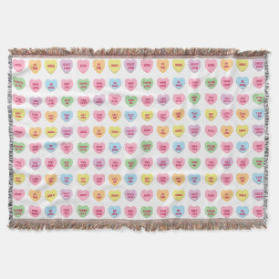Cute girly fun custom conversation hearts pattern throw blanket