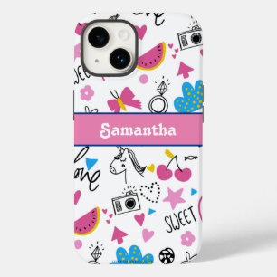 Cute Girly Fun Unicorn Rainbow Stars Butterflies Case-Mate iPhone 14 Case