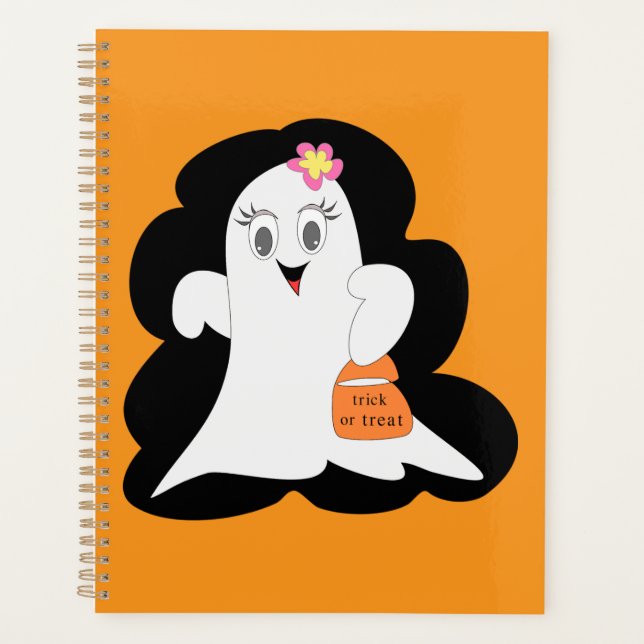 Cute Girly Ghost Halloween Trick or Treat Planner (Front)
