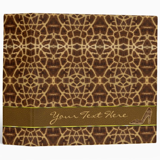Cute Girly Giraffe Pattern Animal Print & Stiletto Binder (Front/Spine)