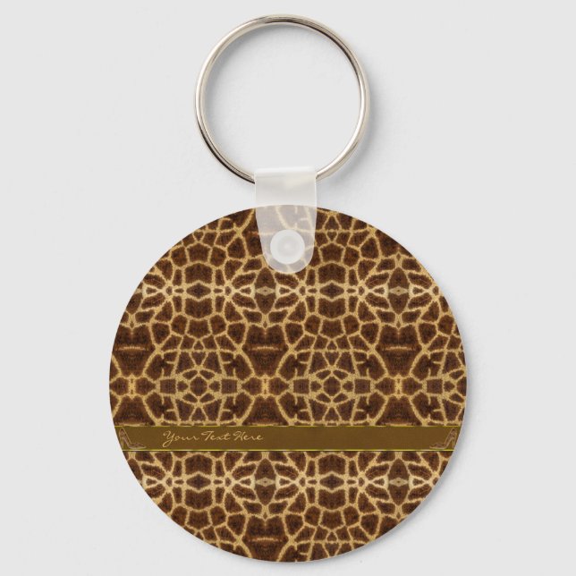 Cute Girly Giraffe Pattern Animal Print & Stiletto Keychain (Front)