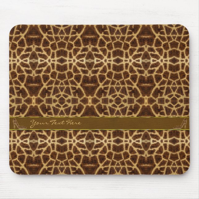 Cute Girly Giraffe Pattern Animal Print & Stiletto Mouse Pad (Front)