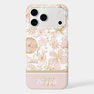 Cute Girly Gold Floral Doodles Blush Pink Design