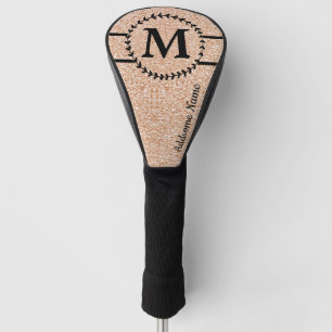 Cute Girly Gold glitter Black monogram chic Golf Head Cover