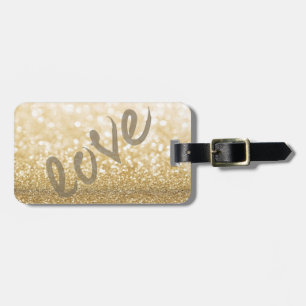 Cute Girly Gold Glittery Bokeh,Love-Personalized Luggage Tag