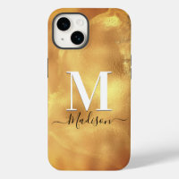 Cute girly gold marble art monogram