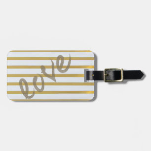 Cute Girly Gold ,Striped,Love-Personalized Luggage Tag
