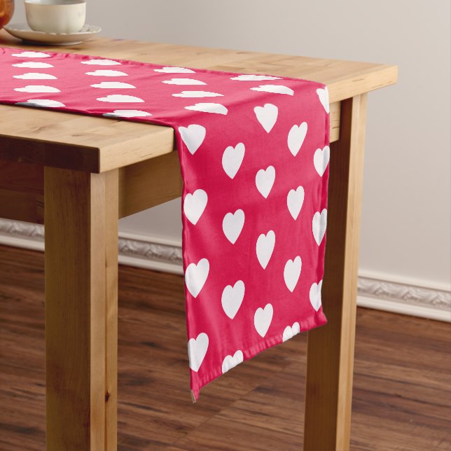 Cute Girly Heart Pattern Valentines Day Gift Short Table Runner (In Situ)
