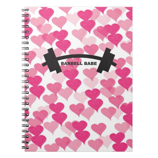 Cute Girly Heart Pink Gym Notebook (Front)