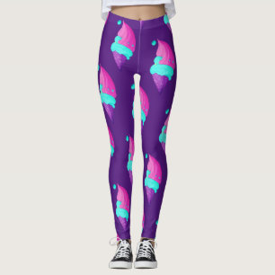 Cute Girly Hot Pink Purple Ice Cream Cone Pattern Leggings