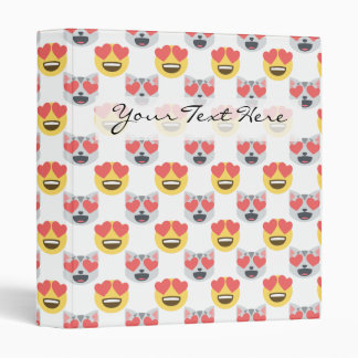 Cute Girly In Love Hearts Cat Emoji Pattern Binder