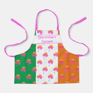 Cute Girly Irish Flag Pink SHAMROCK Girls Apron