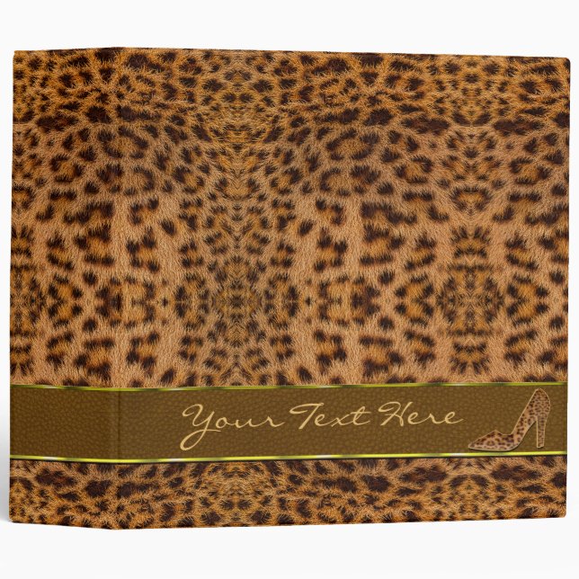 Cute Girly Jaguar Pattern Animal Print & Stiletto Binder (Front/Spine)