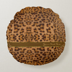 Cute Girly Jaguar Pattern Animal Print & Stiletto Round Pillow
