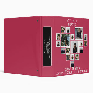 CUTE GIRLY magenta GRADUATION Photo COLLAGE Binder