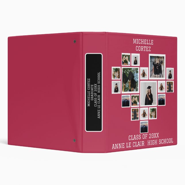 CUTE GIRLY magenta GRADUATION Photo COLLAGE Binder (Background)