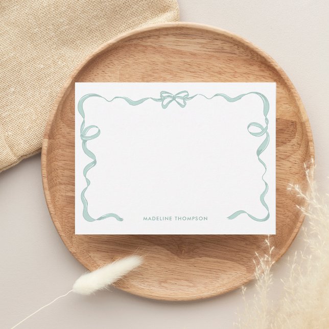 Cute Girly Mint Green Bow Ribbon Frame Card (Creator Uploaded)