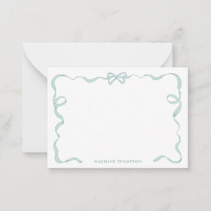 Cute Girly Mint Green Bow Ribbon Frame Card