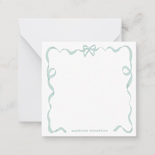 Cute Girly Mint Green Bow Ribbon Frame Card (Front)