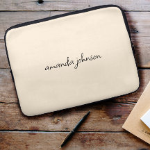 Cute Girly Modern Beige Monogram Cursive Full Name