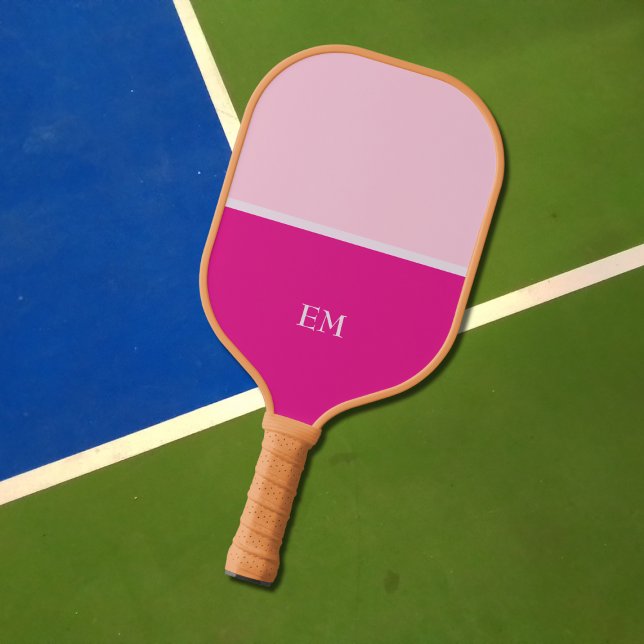 Cute Girly Modern Pink Monogrammed Initials Pickleball Paddle (Creator Uploaded)